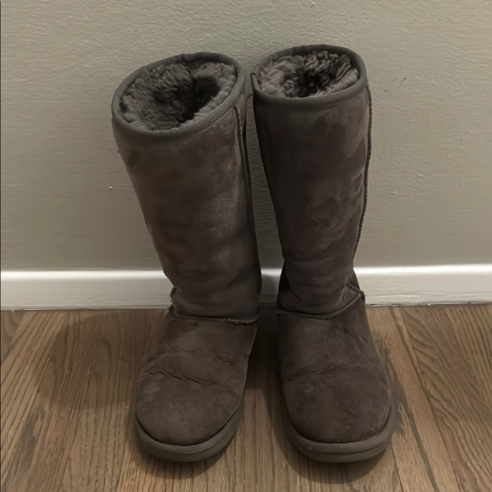 UGG Gray Winter Rain Boots with Plush Lining